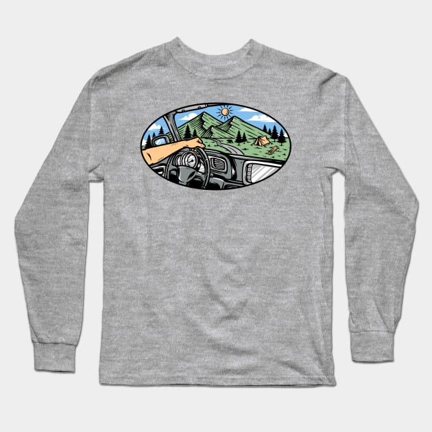 view of the mountain from inside the car Long Sleeve T-Shirt by gunaone design